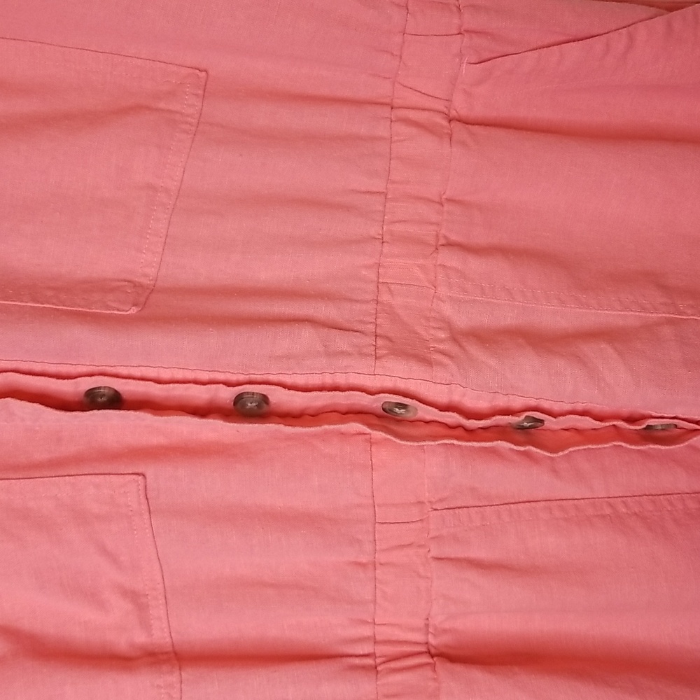 Universal Thread Womens Coral Pink Linen Blend Shortsleeve Romper Shorts Size 14 - Picture 4 of 11